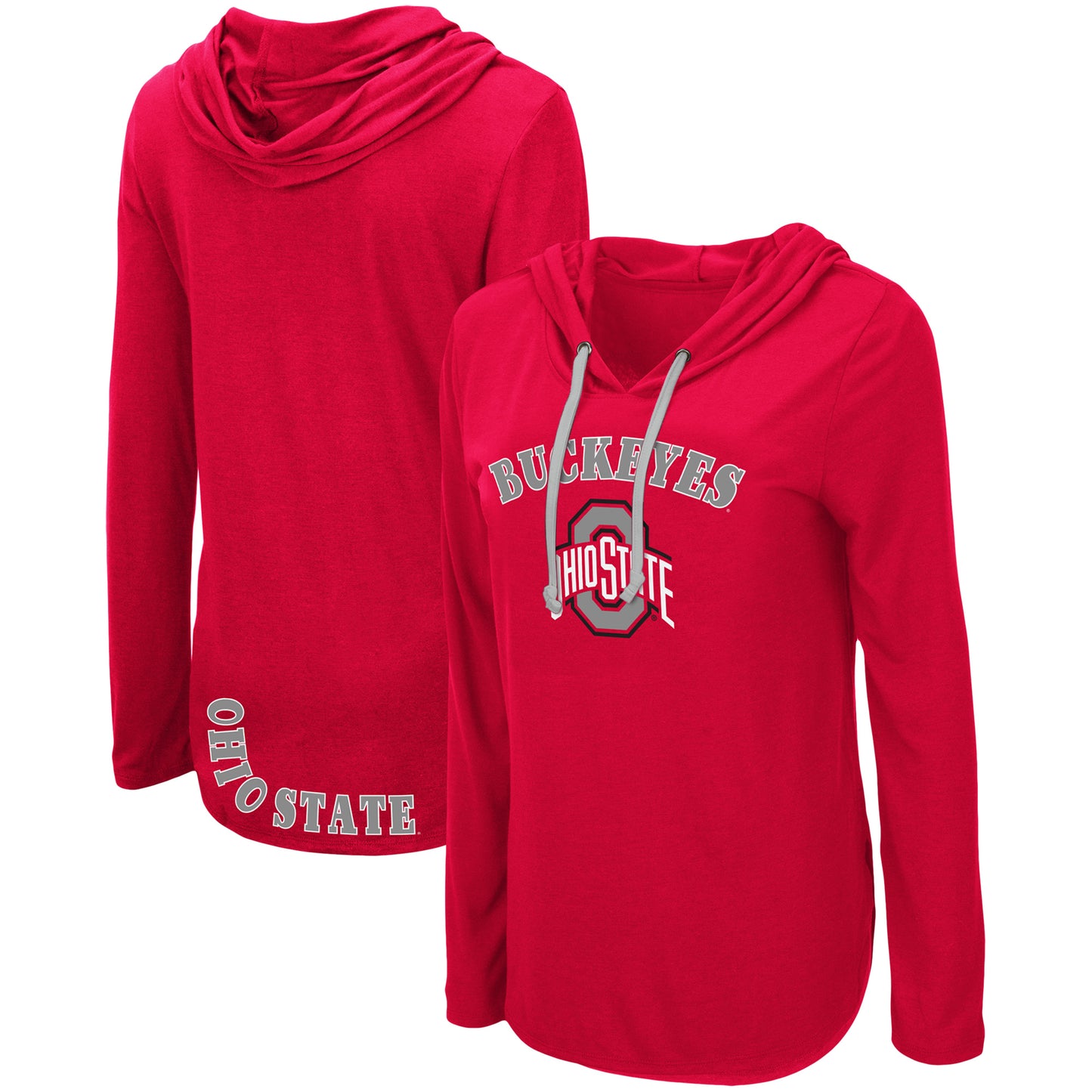 Women's Colosseum Scarlet Ohio State Buckeyes My Lover Lightweight Hooded Long Sleeve T-Shirt