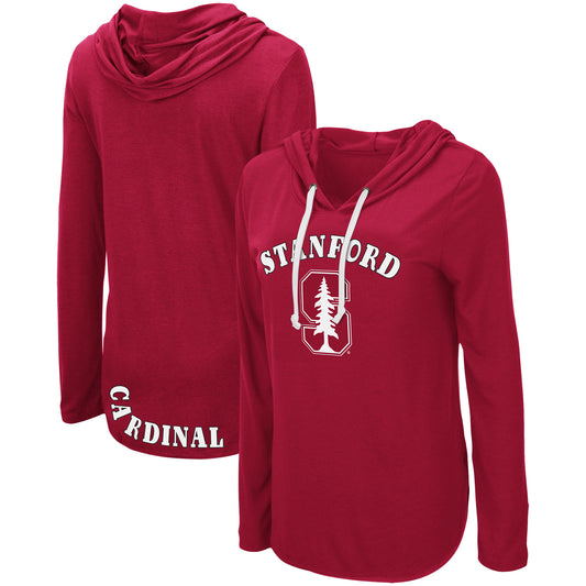 Women's Colosseum Cardinal Stanford Cardinal My Lover Lightweight Hooded Long Sleeve T-Shirt