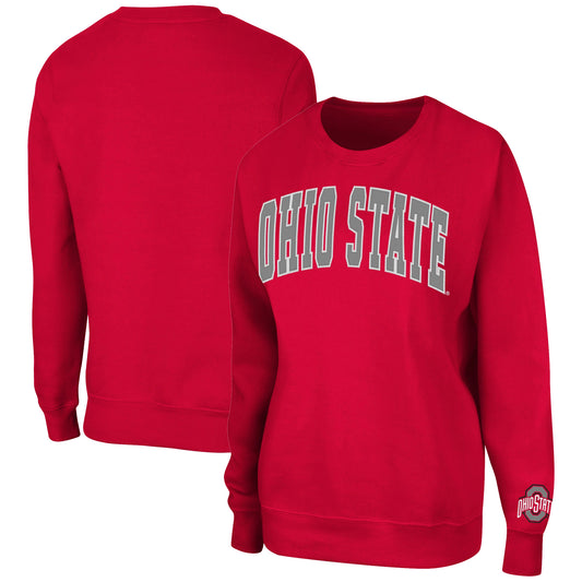 Women's Colosseum Scarlet Ohio State Buckeyes Campanile Pullover Sweatshirt