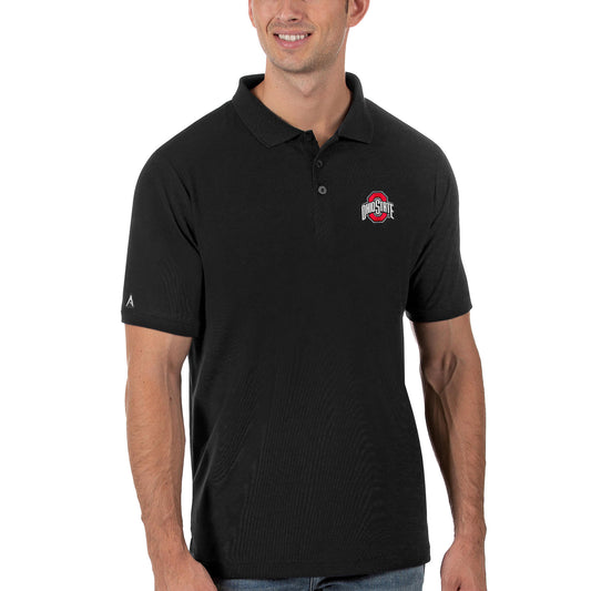 Men's Antigua Black Ohio State Buckeyes Legacy Pique Polo