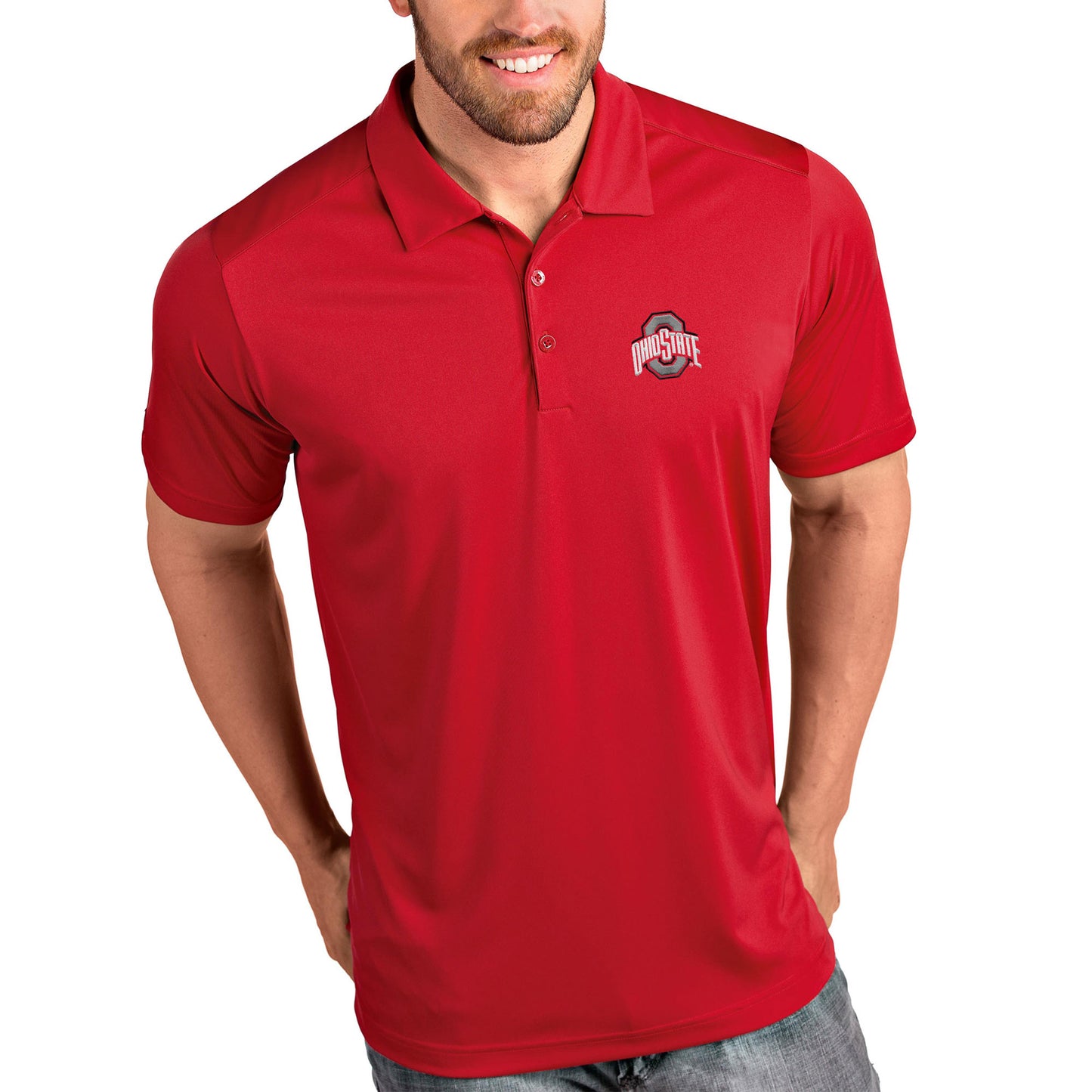 Men's Antigua Scarlet Ohio State Buckeyes Tribute Polo