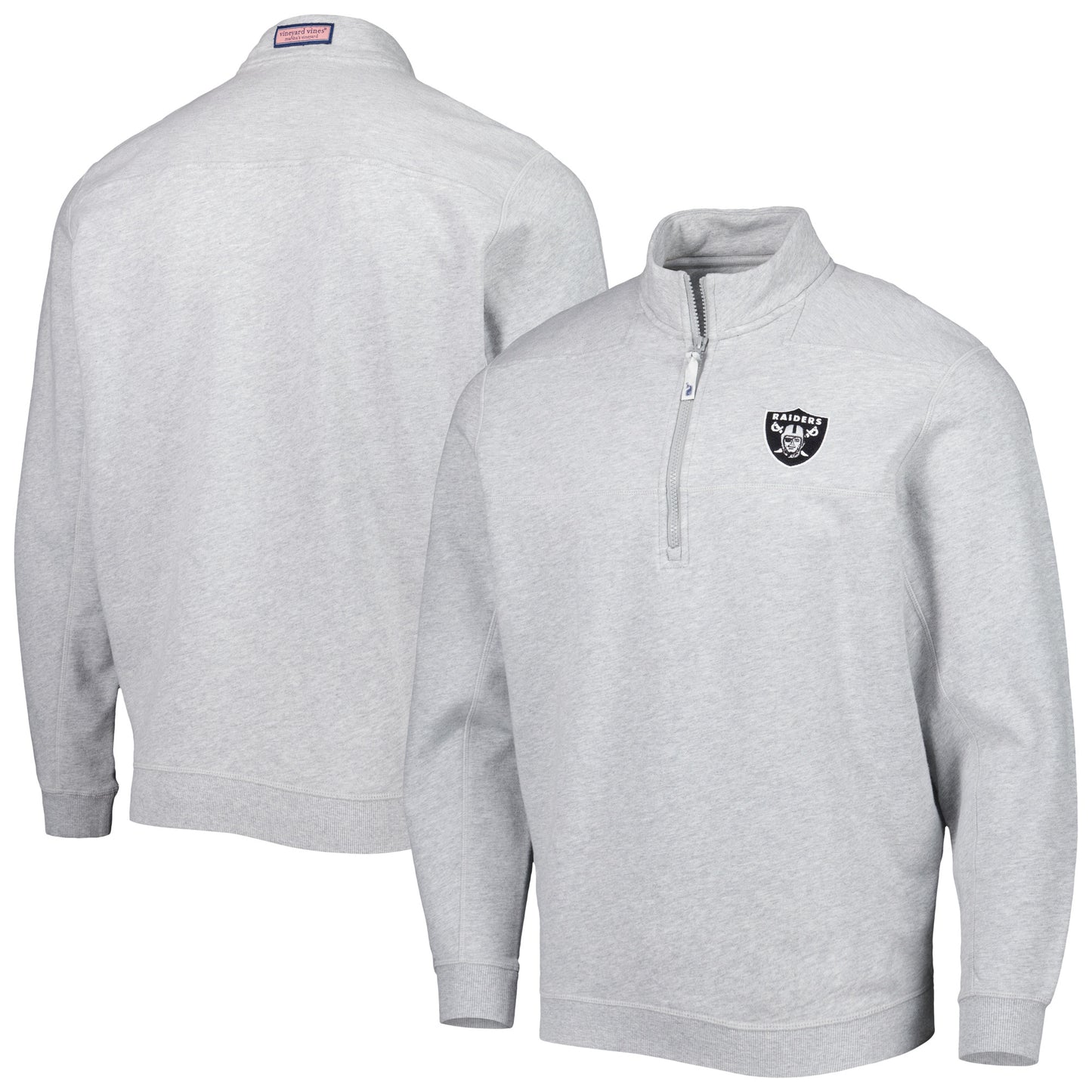 Men's Vineyard Vines Heather Gray Las Vegas Raiders Shep Shirt Quarter-Zip Sweatshirt