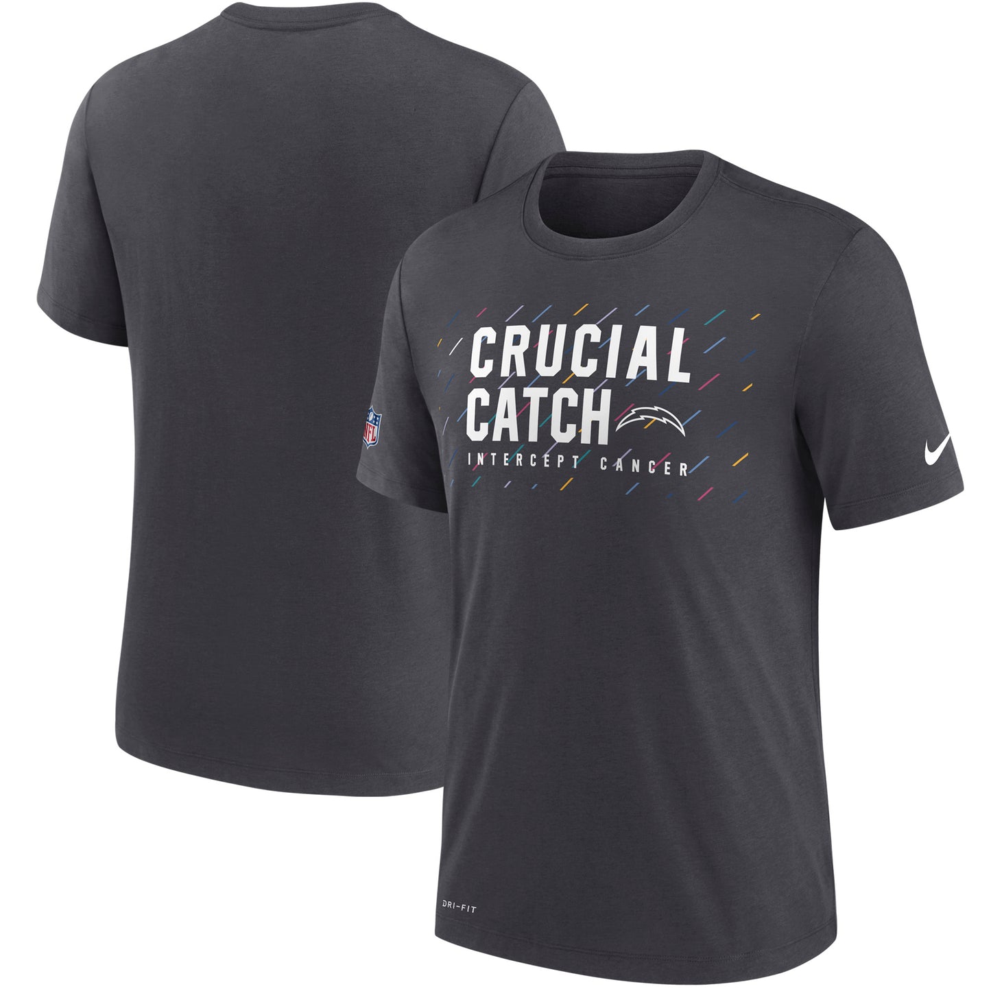 Men's Nike Charcoal Los Angeles Chargers NFL Crucial Catch Performance T-Shirt