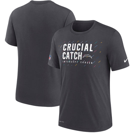 Men's Nike Charcoal Los Angeles Chargers NFL Crucial Catch Performance T-Shirt