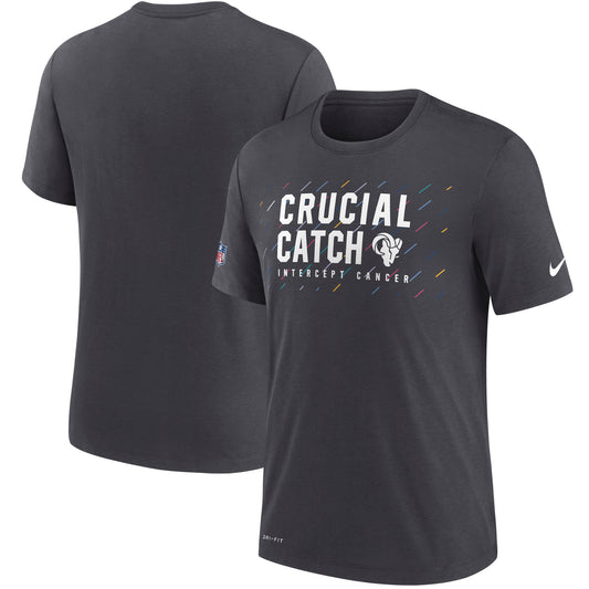 Men's Nike Charcoal Los Angeles Rams NFL Crucial Catch Performance T-Shirt