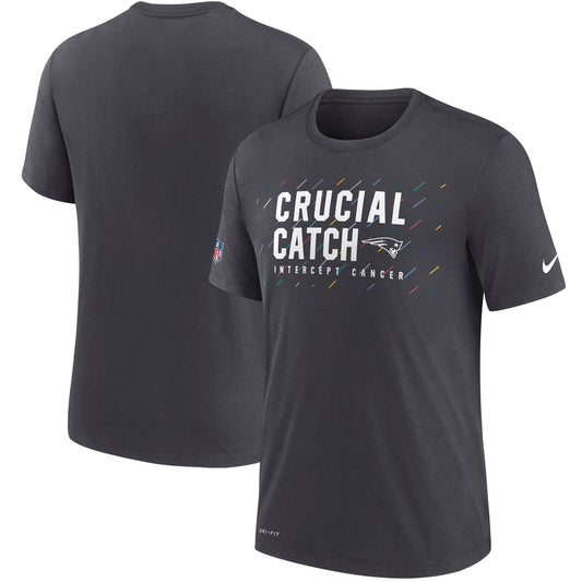 Men's Nike Charcoal New England Patriots NFL Crucial Catch Performance T-Shirt