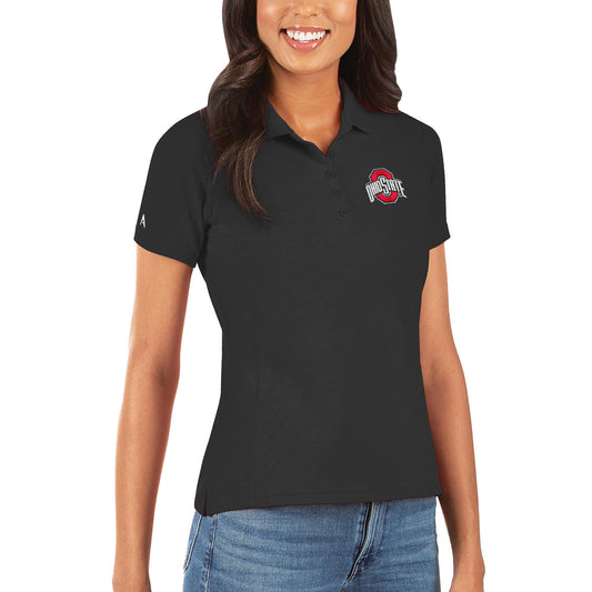 Women's Antigua Black Ohio State Buckeyes Legacy Pique Polo