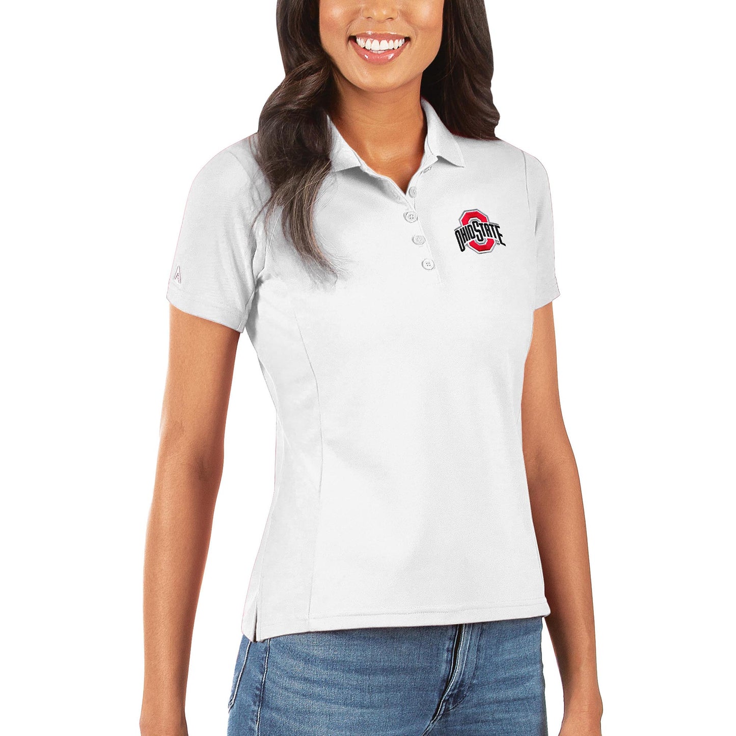 Women's Antigua White Ohio State Buckeyes Legacy Pique Polo