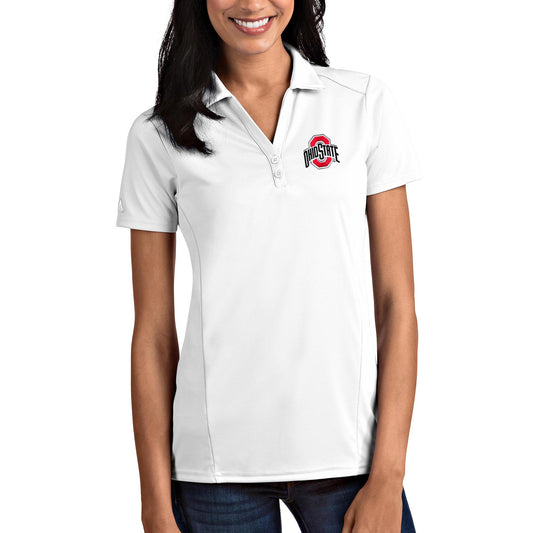 Women's Antigua White Ohio State Buckeyes Tribute Polo