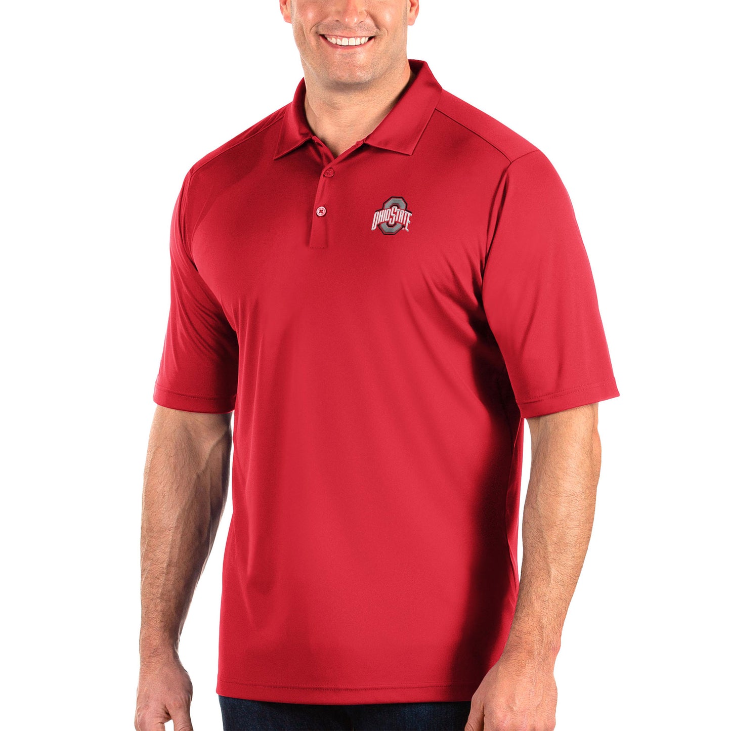 Men's Antigua Scarlet Ohio State Buckeyes Big & Tall Tribute Polo