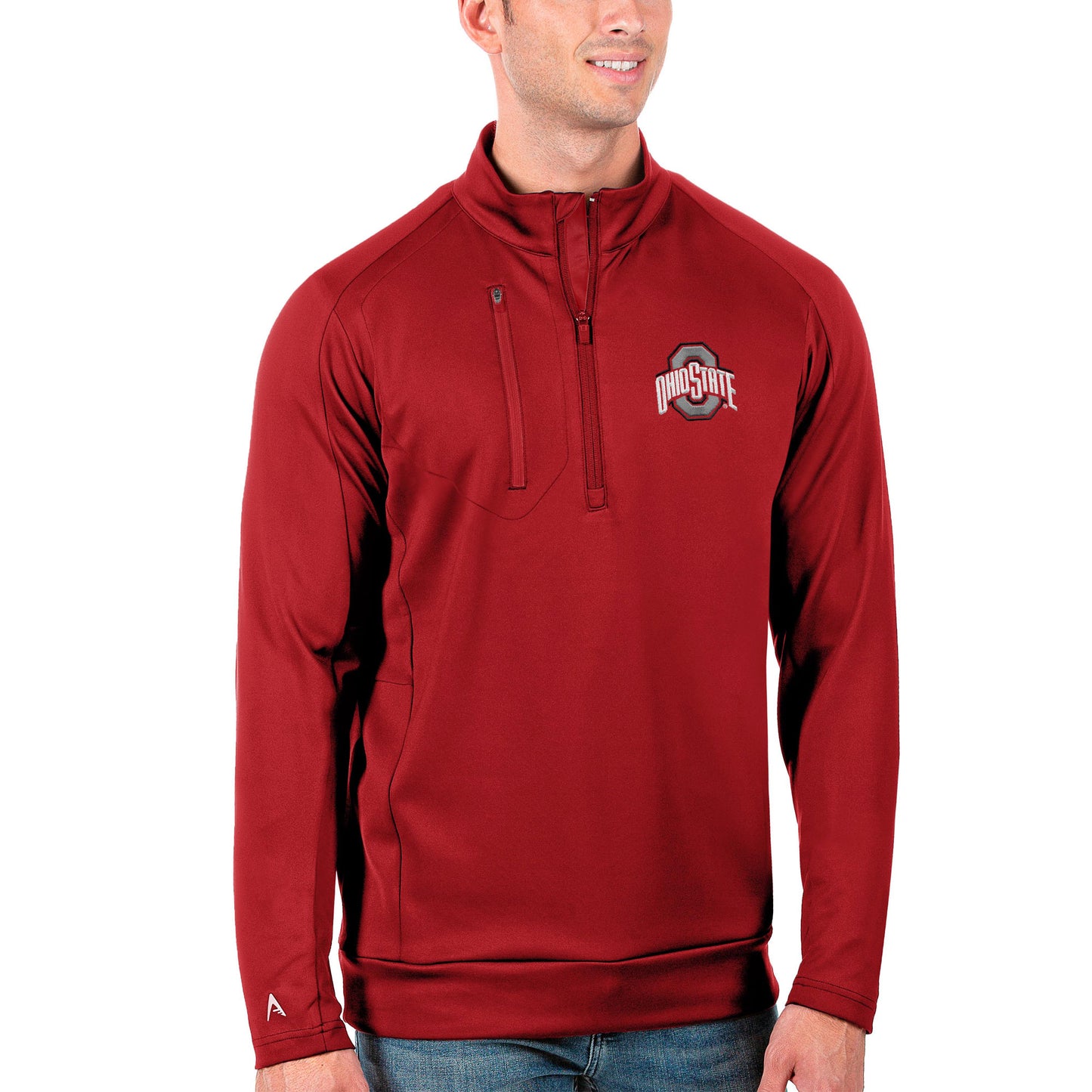 Men's Antigua Scarlet Ohio State Buckeyes Big & Tall Generation Half-Zip Pullover Jacket