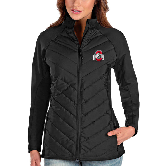 Women's Antigua Black Ohio State Buckeyes Altitude Full-Zip Puffer Jacket