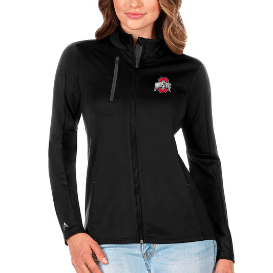 Women's Antigua Black/Silver Ohio State Buckeyes Generation Full-Zip Jacket