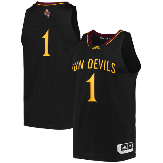 Men's adidas #1 Black Arizona State Sun Devils Reverse Retro Jersey