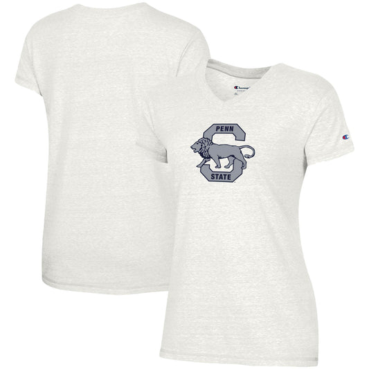 Women's Champion White Penn State Nittany Lions Vault Logo V-Neck T-Shirt