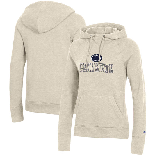 Women's Champion Heathered Oatmeal Penn State Nittany Lions College Seal Pullover Hoodie