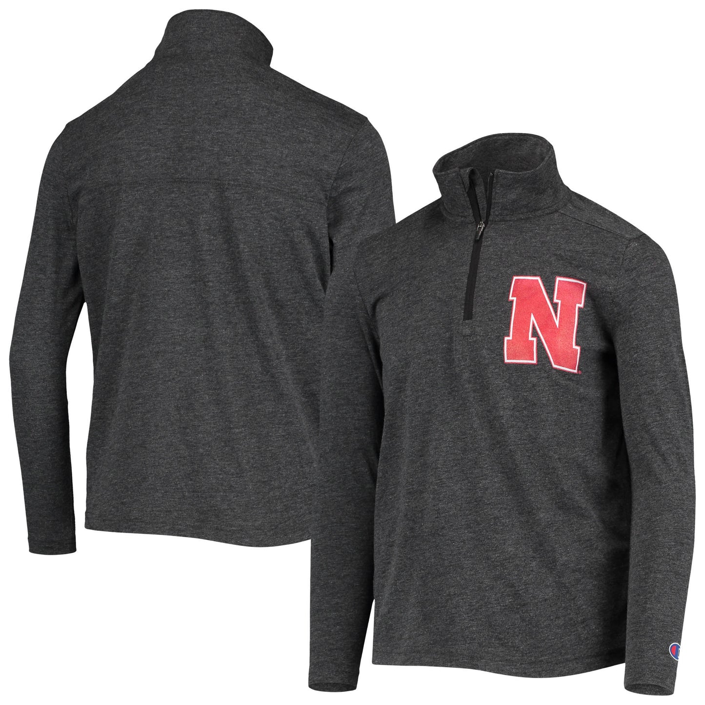 Youth Champion Heathered Black Nebraska Huskers Field Day Quarter-Zip Jacket