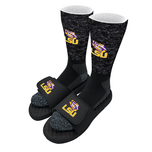 Youth ISlide Black LSU Tigers Eye Logo Sock & Slide Bundle