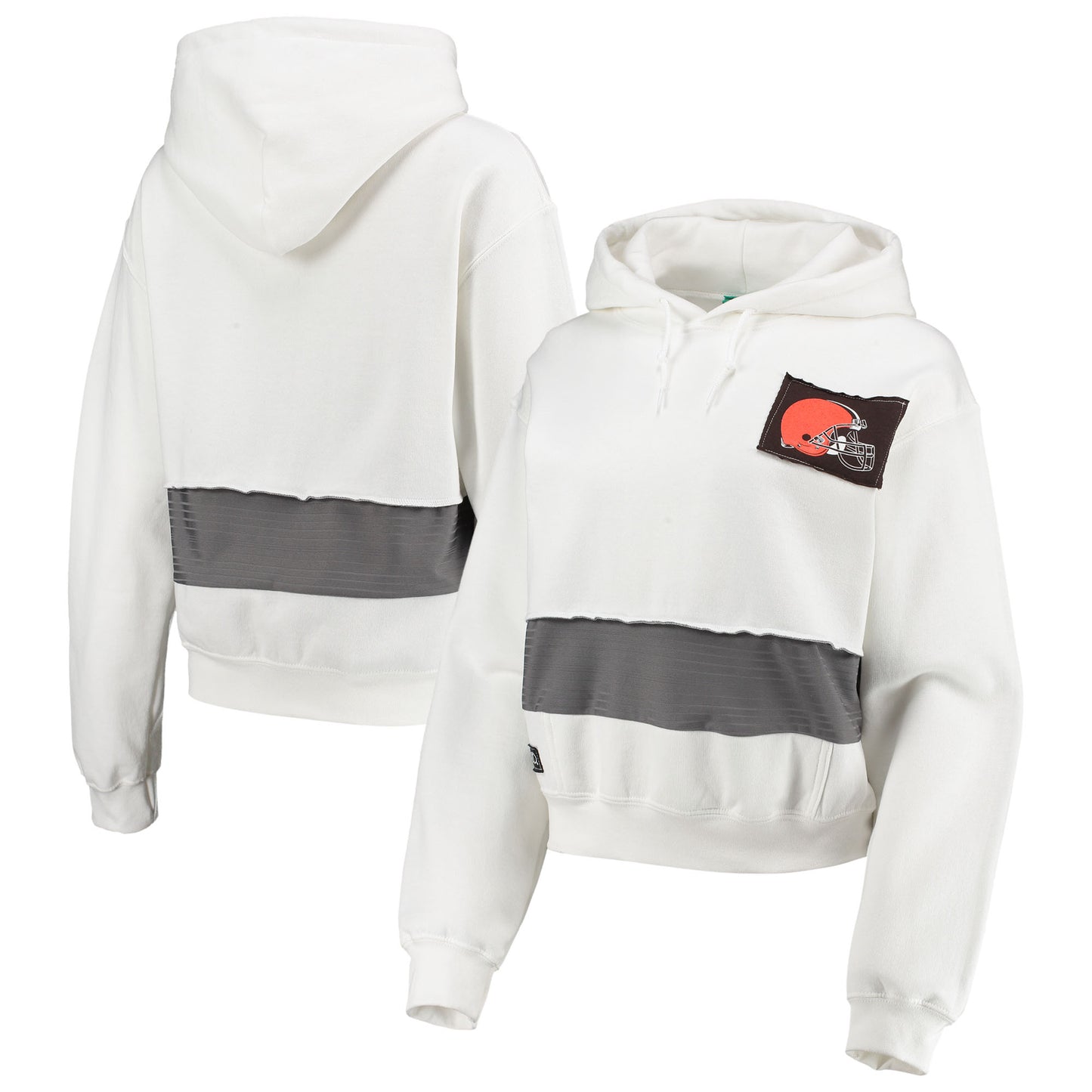 Women's Refried Apparel White Cleveland Browns Sustainable Crop Dolman Pullover Hoodie