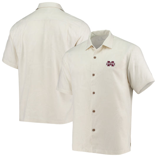 Men's Tommy Bahama White Mississippi State Bulldogs Al Fresco Tropics Jacquard Button-Up Shirt