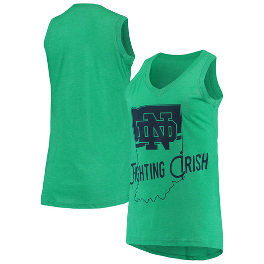 Women's Pressbox Heathered Green Notre Dame Fighting Irish Ferris Melange V-Neck Tank Top