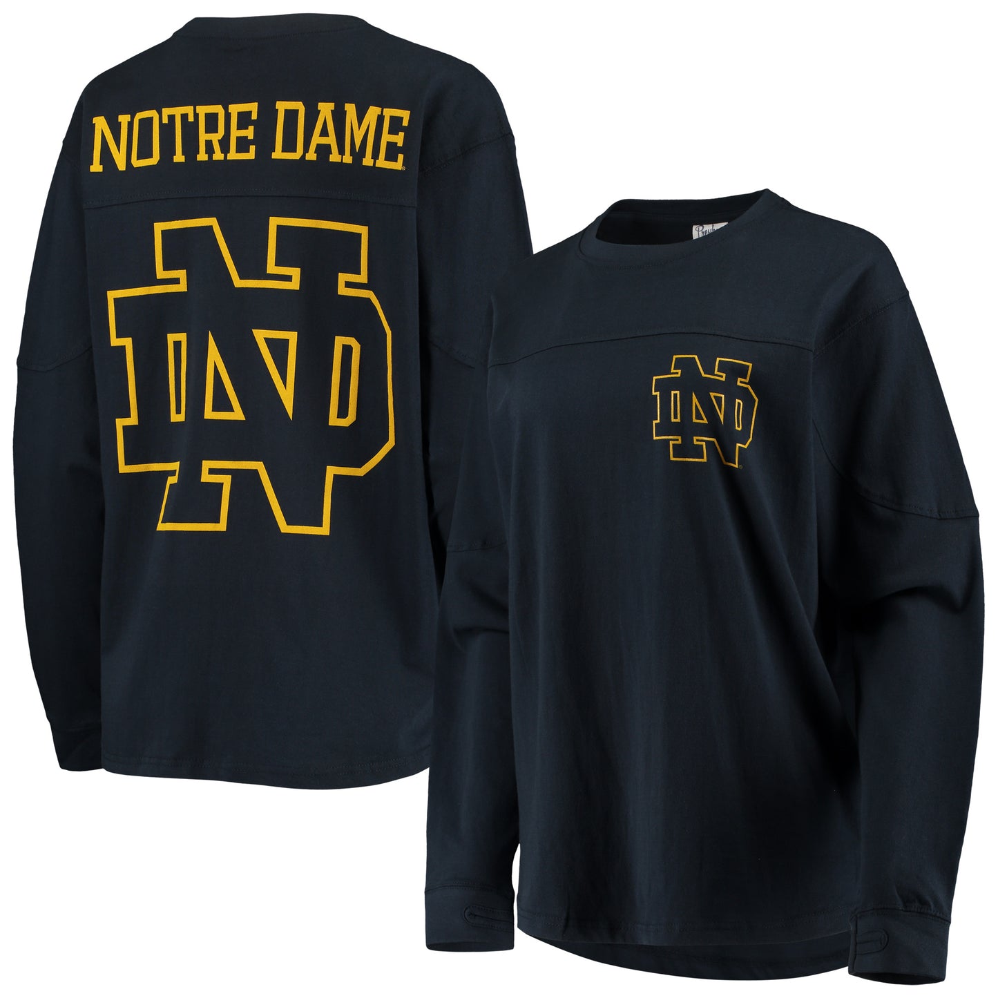 Women's Pressbox Navy Notre Dame Fighting Irish The Big Shirt Oversized Long Sleeve T-Shirt