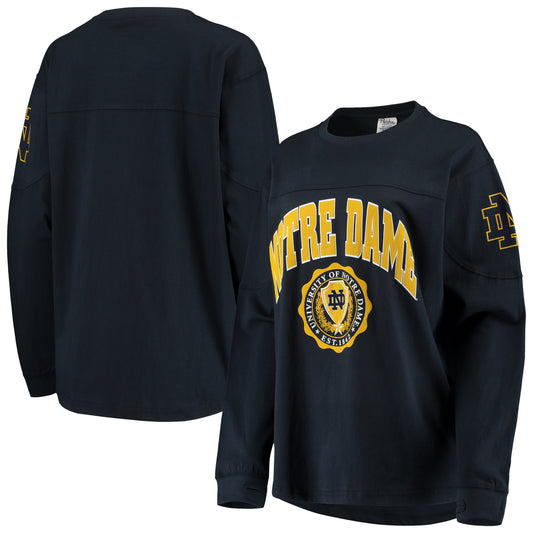 Women's Pressbox Navy Notre Dame Fighting Irish Edith Long Sleeve T-Shirt