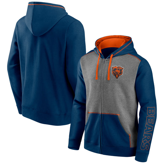 Men's Fanatics Heathered Charcoal/Navy Chicago Bears Expansion Full-Zip Hoodie