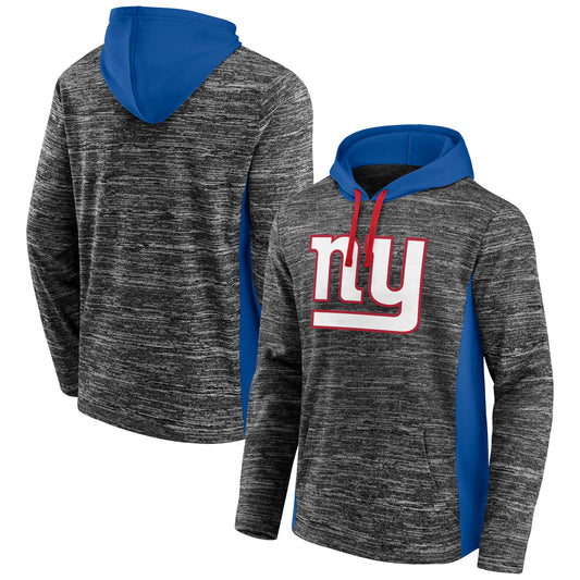 Men's Fanatics Heathered Charcoal/Royal New York Giants Instant Replay Pullover Hoodie