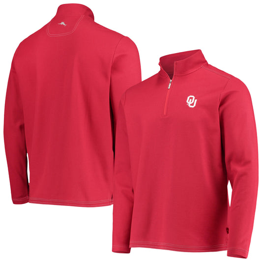 Men's Tommy Bahama Crimson Oklahoma Sooners Emfielder 2.0 IslandZone Quarter-Zip Jacket