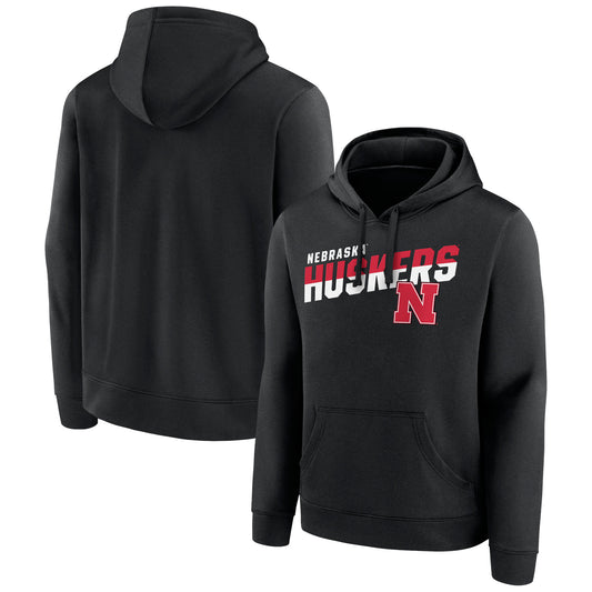 Men's Fanatics Black Nebraska Huskers Quick Slant Pullover Hoodie