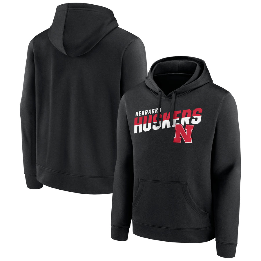 Men's Fanatics Black Nebraska Huskers Quick Slant Pullover Hoodie