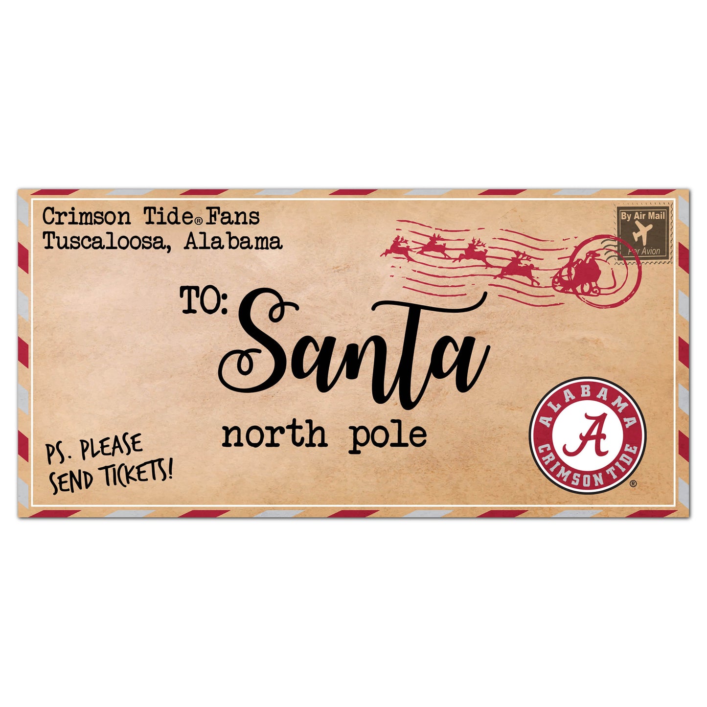 Alabama Crimson Tide 6'' x 12'' Letter to Santa Sign