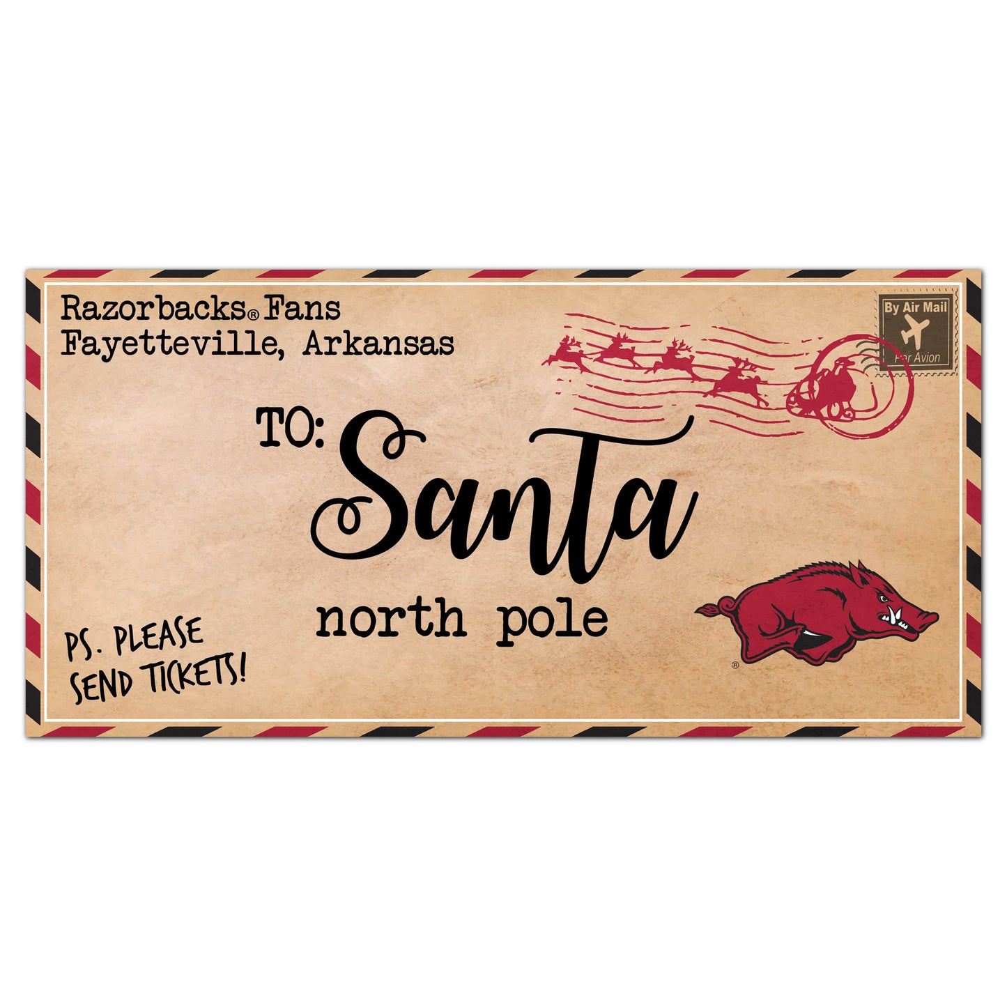 Arkansas Razorbacks 6'' x 12'' Letter to Santa Sign