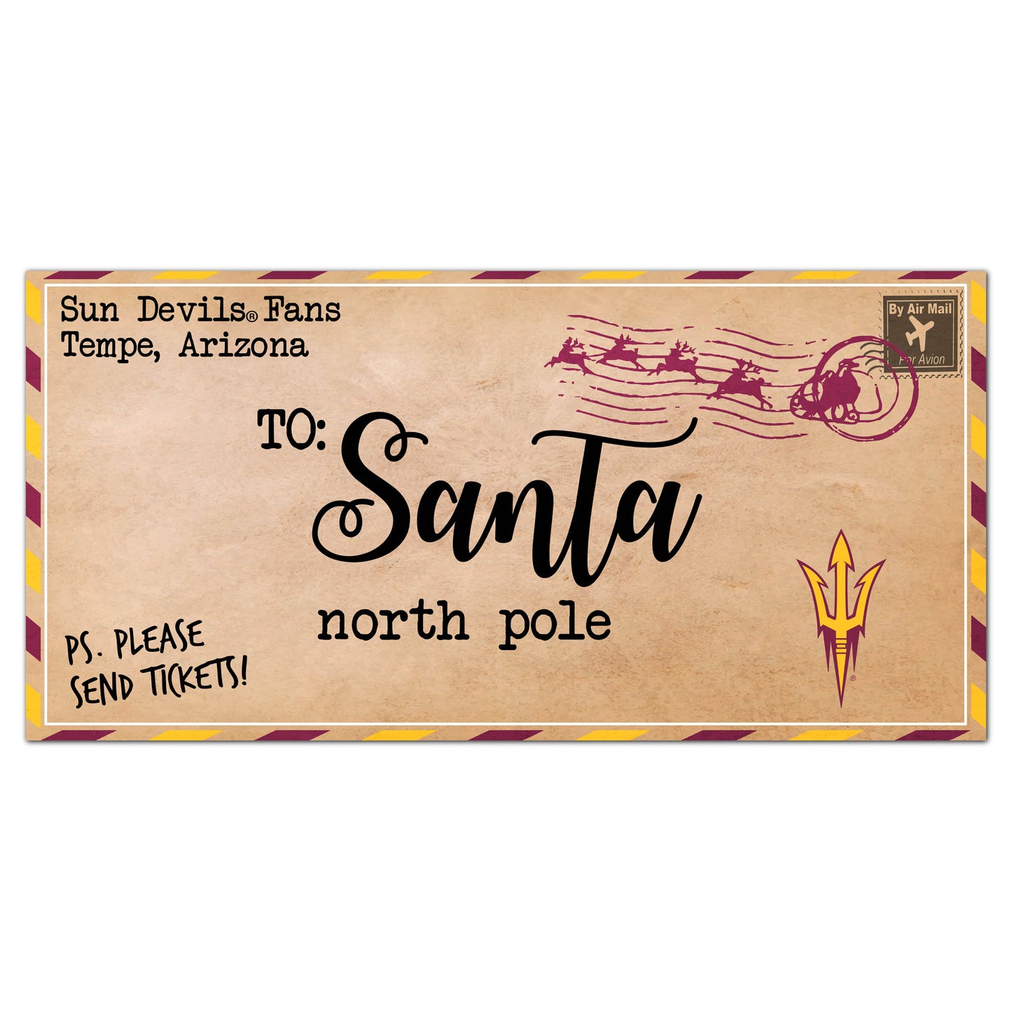 Arizona State Sun Devils 6'' x 12'' Letter to Santa Sign