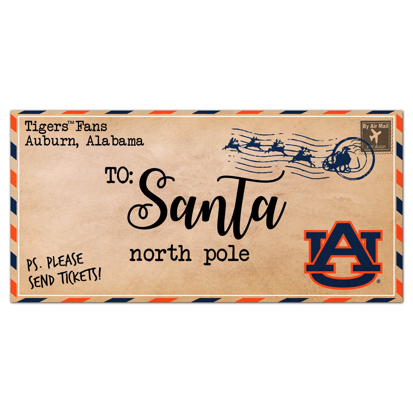 Auburn Tigers 6'' x 12'' Letter to Santa Sign