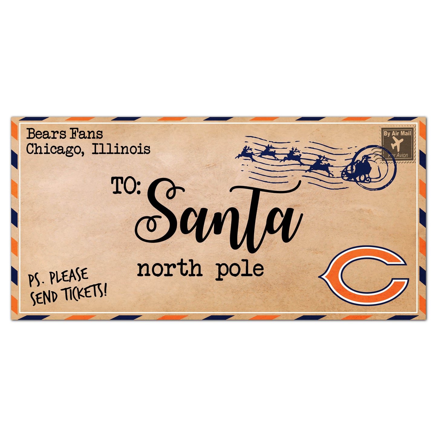 Chicago Bears 6'' x 12'' Letter to Santa Sign