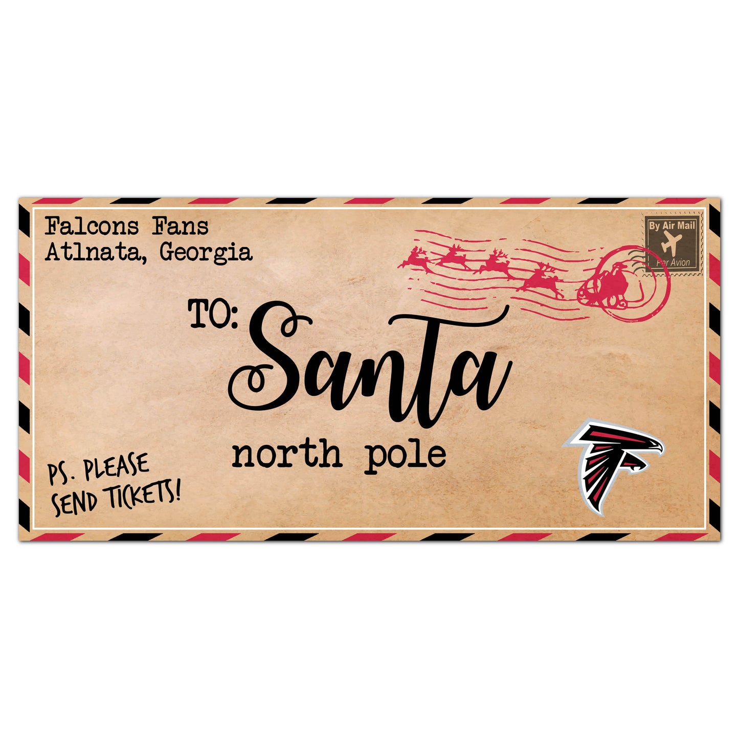 Atlanta Falcons 6'' x 12'' Letter to Santa Sign