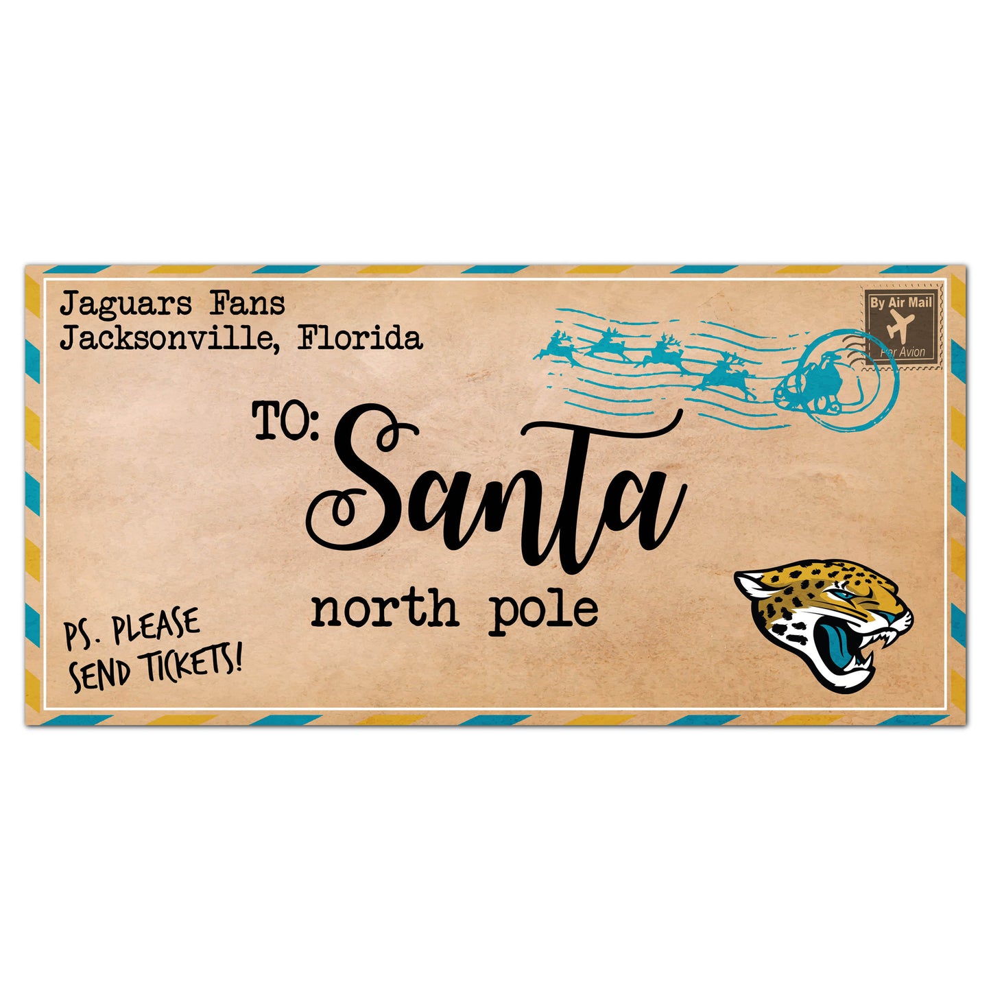 Jacksonville Jaguars 6'' x 12'' Letter to Santa Sign