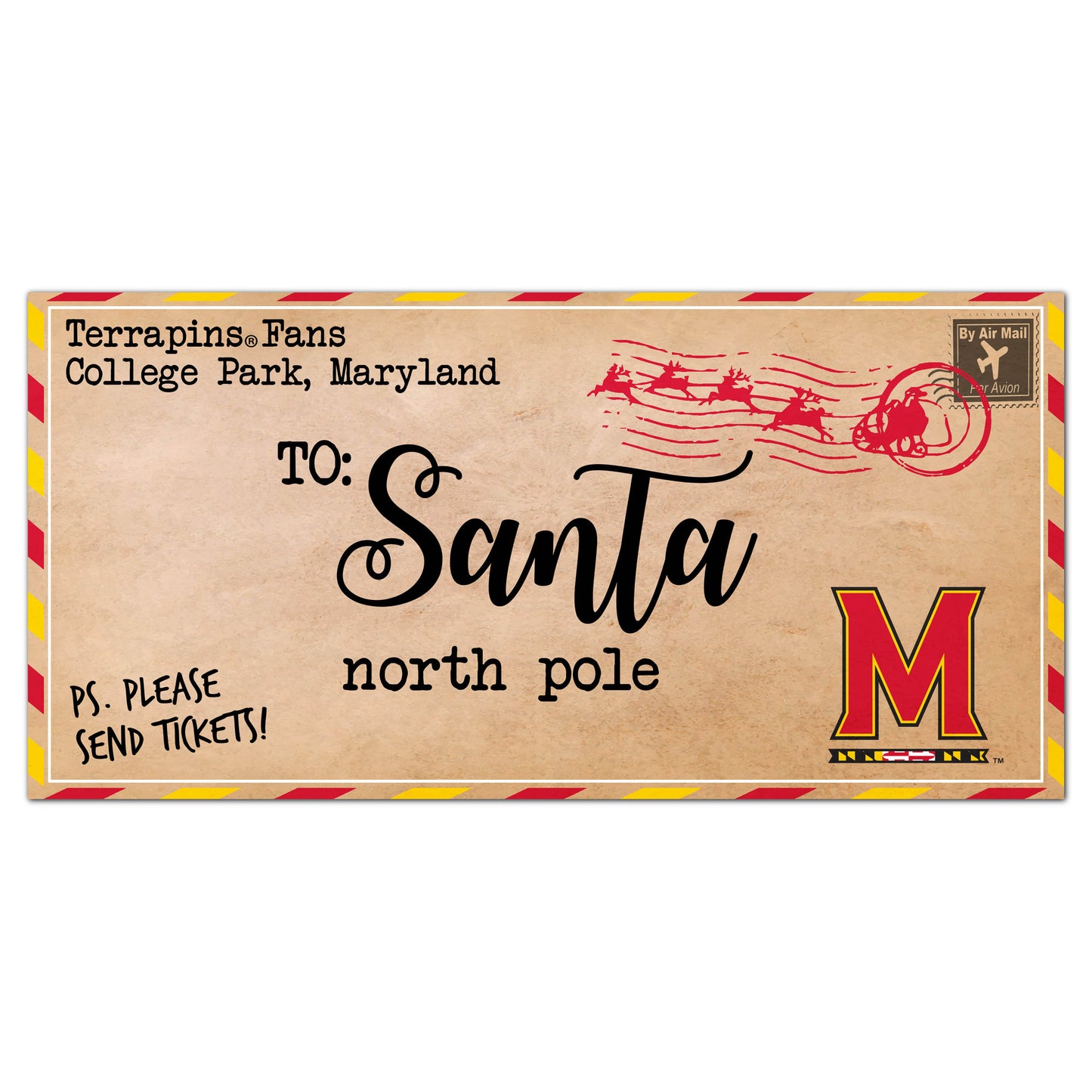 Maryland Terrapins 6'' x 12'' Letter to Santa Sign