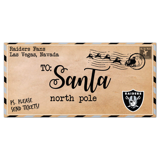 Las Vegas Raiders 6'' x 12'' Letter to Santa Sign