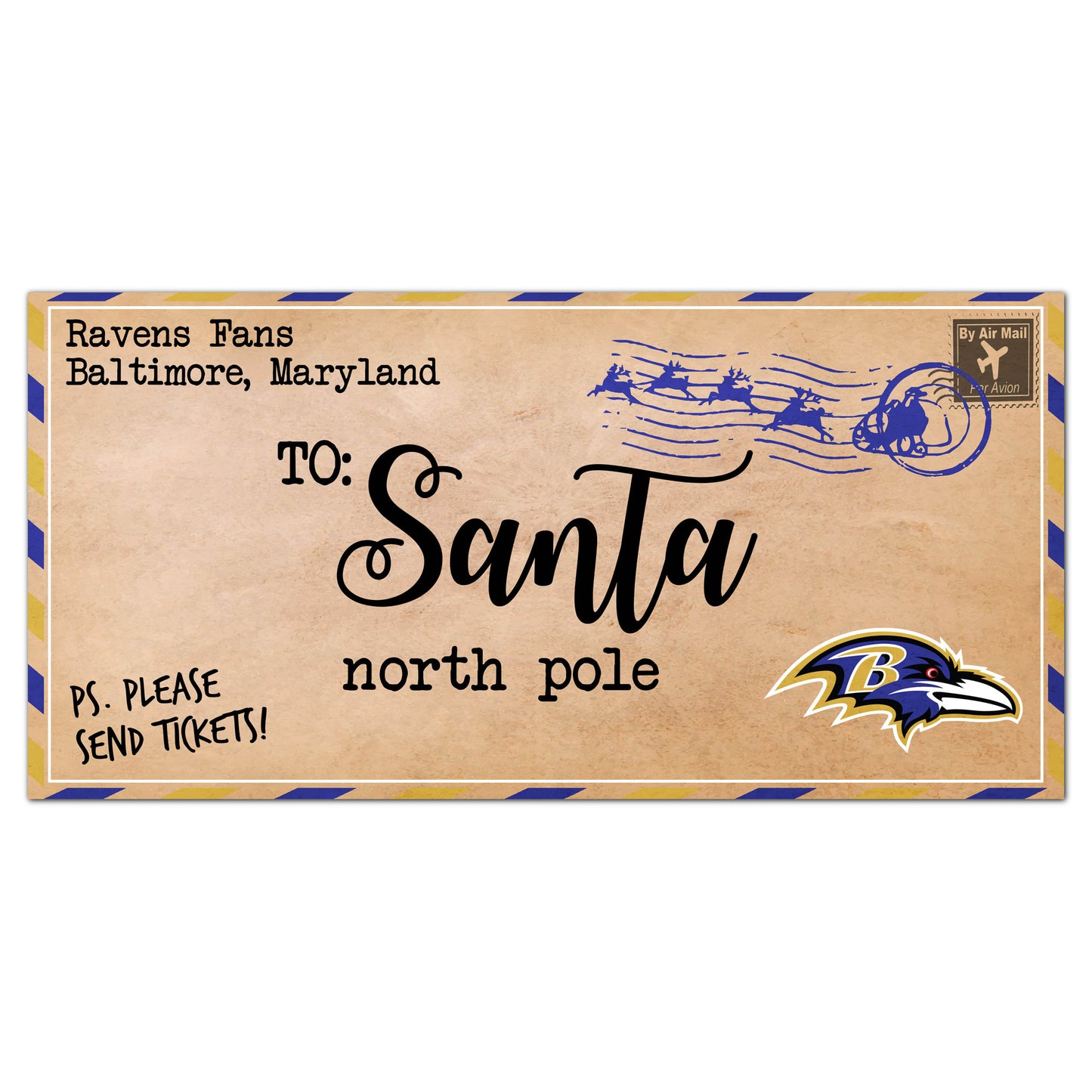 Baltimore Ravens 6'' x 12'' Letter to Santa Sign