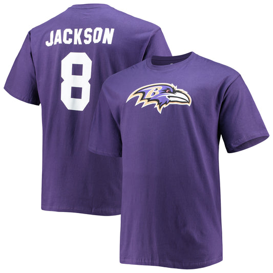 Men's Fanatics Lamar Jackson Purple Baltimore Ravens Big & Tall Player Name & Number T-Shirt