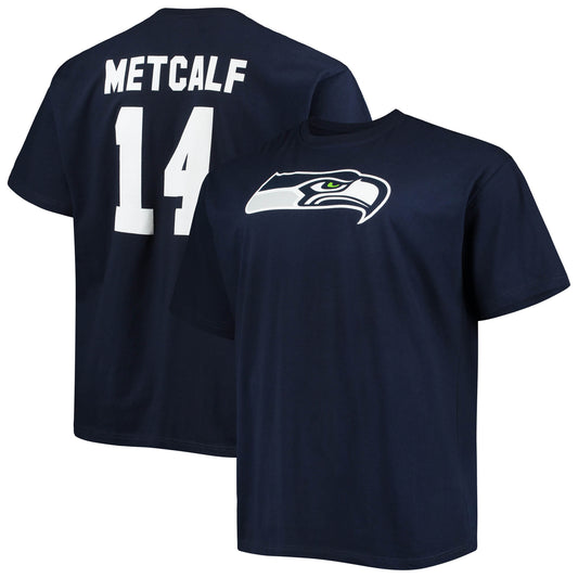 Men's Fanatics DK Metcalf College Navy Seattle Seahawks Big & Tall Player Name & Number T-Shirt