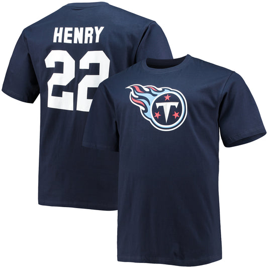 Men's Fanatics Derrick Henry Navy Tennessee Titans Big & Tall Player Name & Number T-Shirt