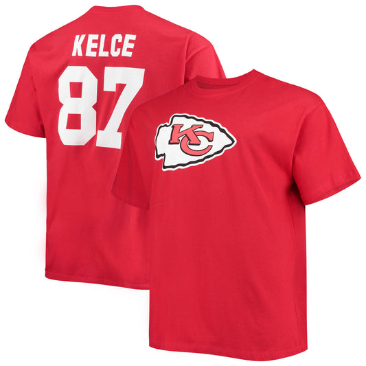 Men's Fanatics Travis Kelce Red Kansas City Chiefs Big & Tall Player Name & Number T-Shirt