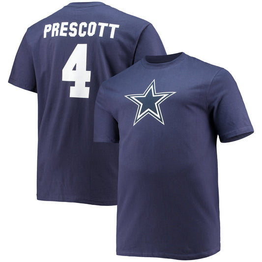 Men's Fanatics Dak Prescott Navy Dallas Cowboys Big & Tall Player Name & Number T-Shirt