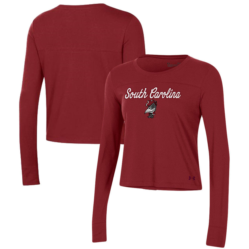 Women's Under Armour Garnet South Carolina Gamecocks Vault Cropped Long Sleeve T-Shirt