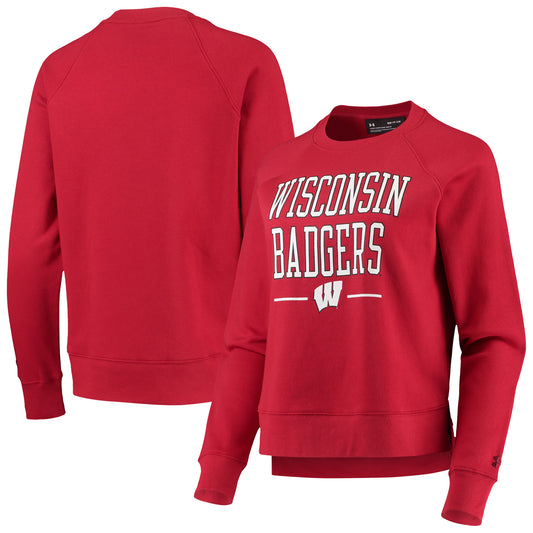 Women's Under Armour Red Wisconsin Badgers All Day Fleece Raglan Pullover Sweatshirt