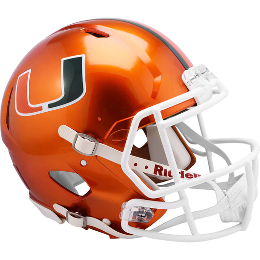 Miami Hurricanes Unsigned Riddell FLASH Alternate Revolution Speed Authentic Football Helmet
